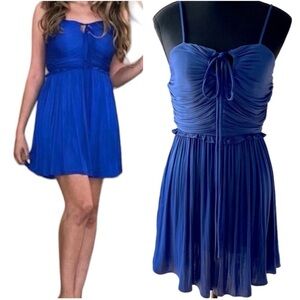 House of Harlow 1960 Bright Blue Pleated Mini Dress Size XS